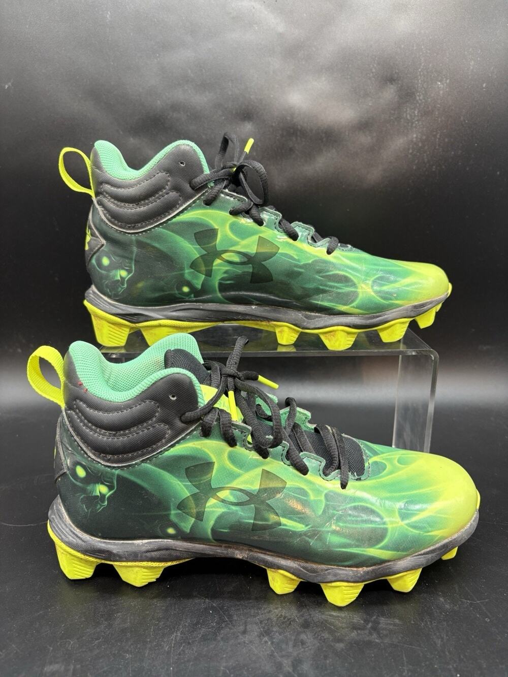 Under Armour Boys Baseball Cleats Low Top Green/Black/Yellow Youth Size 5Y